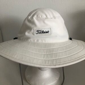 Titleist White Nylon Sun Hat with Neck Tie